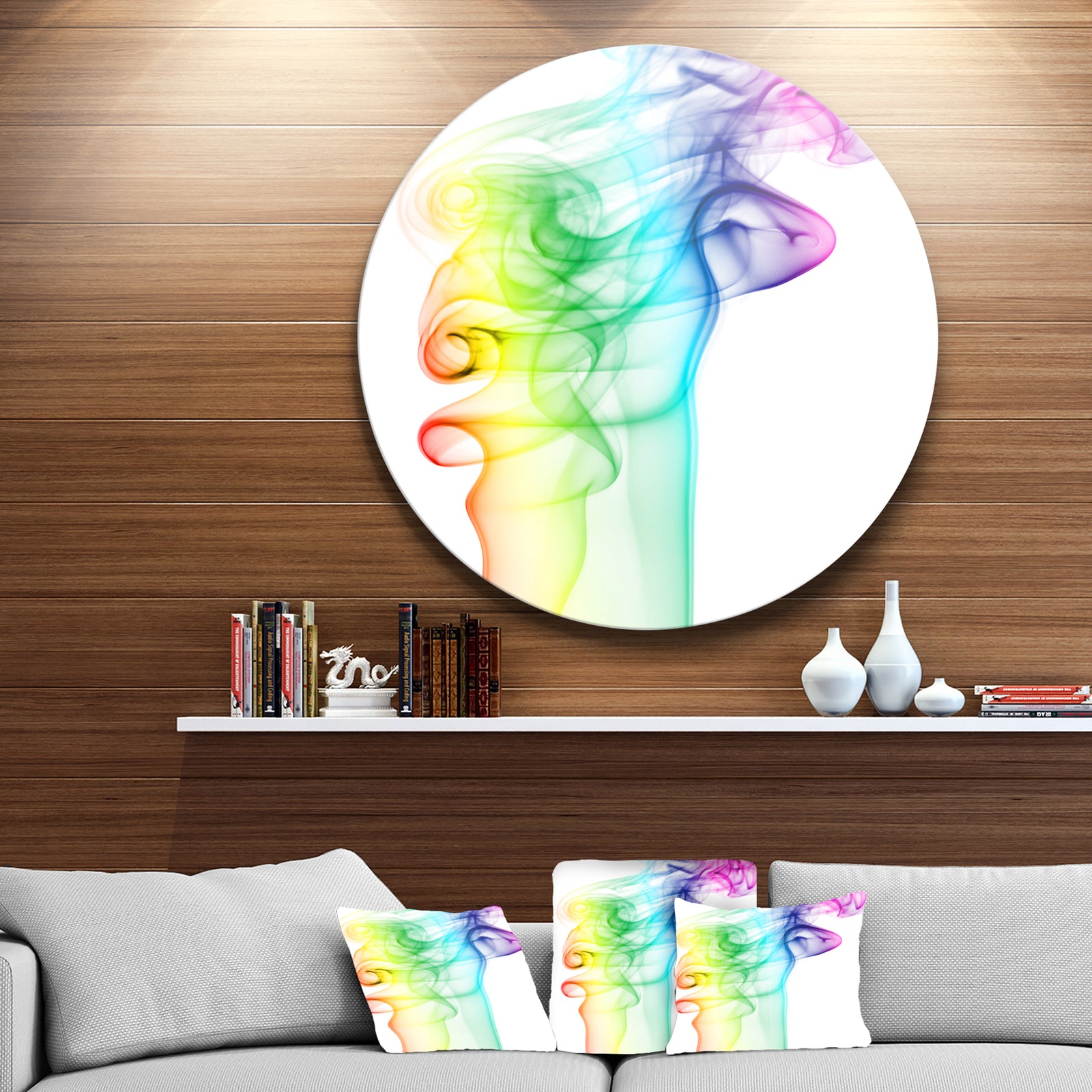 Wave Light Art - Abstract Digital Art Round Wall Art
