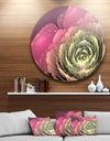 Fractal Flower Pink and Green - Floral Digital Art Large Disc Metal Wall art