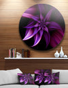 Fractal Flower Purple - Floral Digital Art Circle Metal Artwork