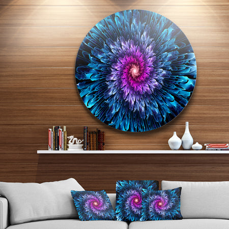 Magical Glowing Fractal Flower - Floral Digital Art Large Disc Metal Wall art