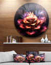 Fractal Flower Orange and Purple - Floral Digital Art Disc Metal Wall Art