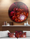 Fractal Red and Yellow Flower - Floral Digital Art Round Metal Wall Art