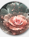 Abstract Fractal Pink Gray Flower - Floral Digital Art Disc Metal Wall Art