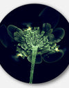 Green Fractal Flower in Air - Floral Digital Art Round Metal Wall Art