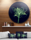Green Fractal Flower in Air - Floral Digital Art Round Metal Wall Art
