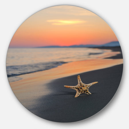Summer Beach with Starfish - Beach and Shore Round Wall Art