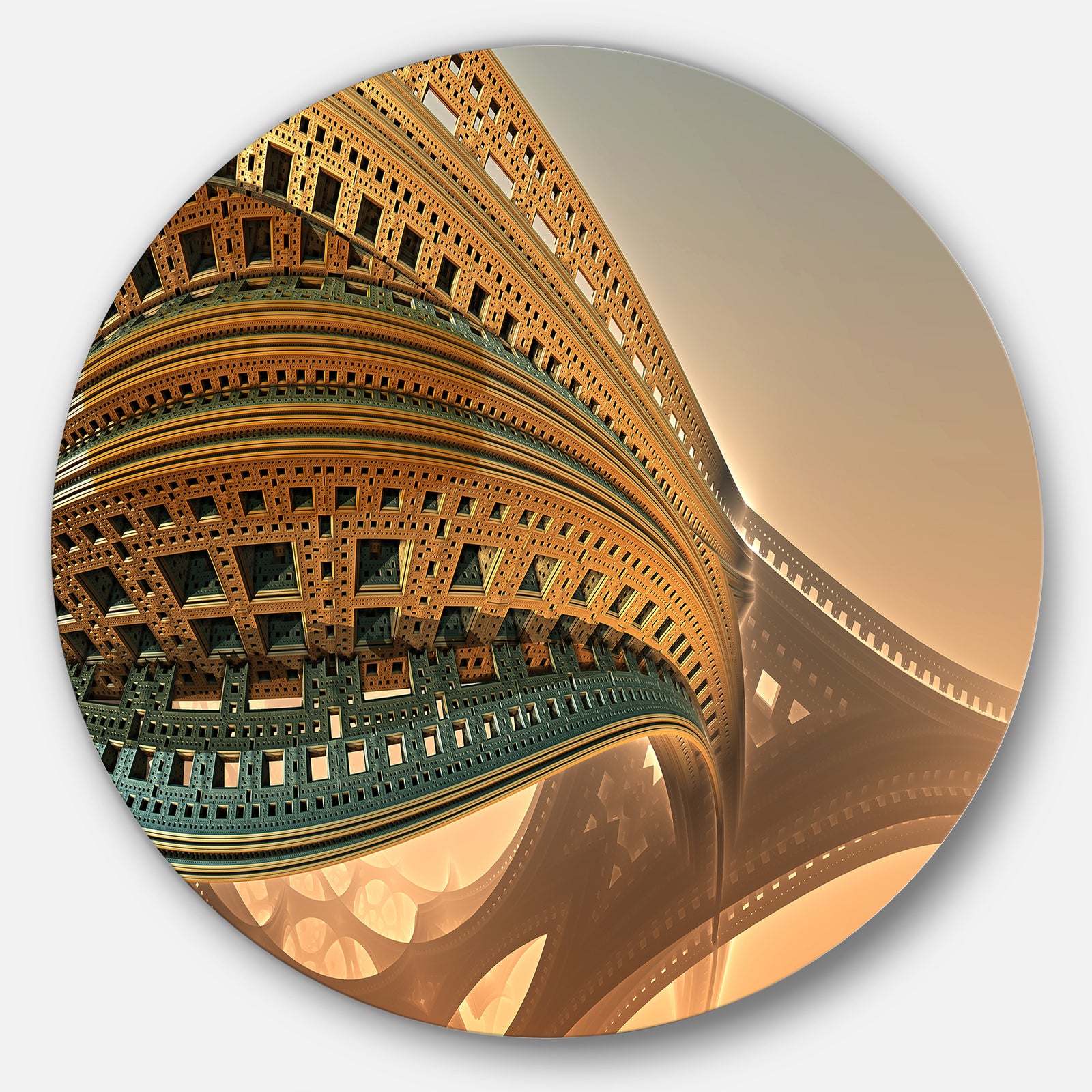 Bulgy Brown 3D Structure - Abstract Art Disc Metal Wall Art