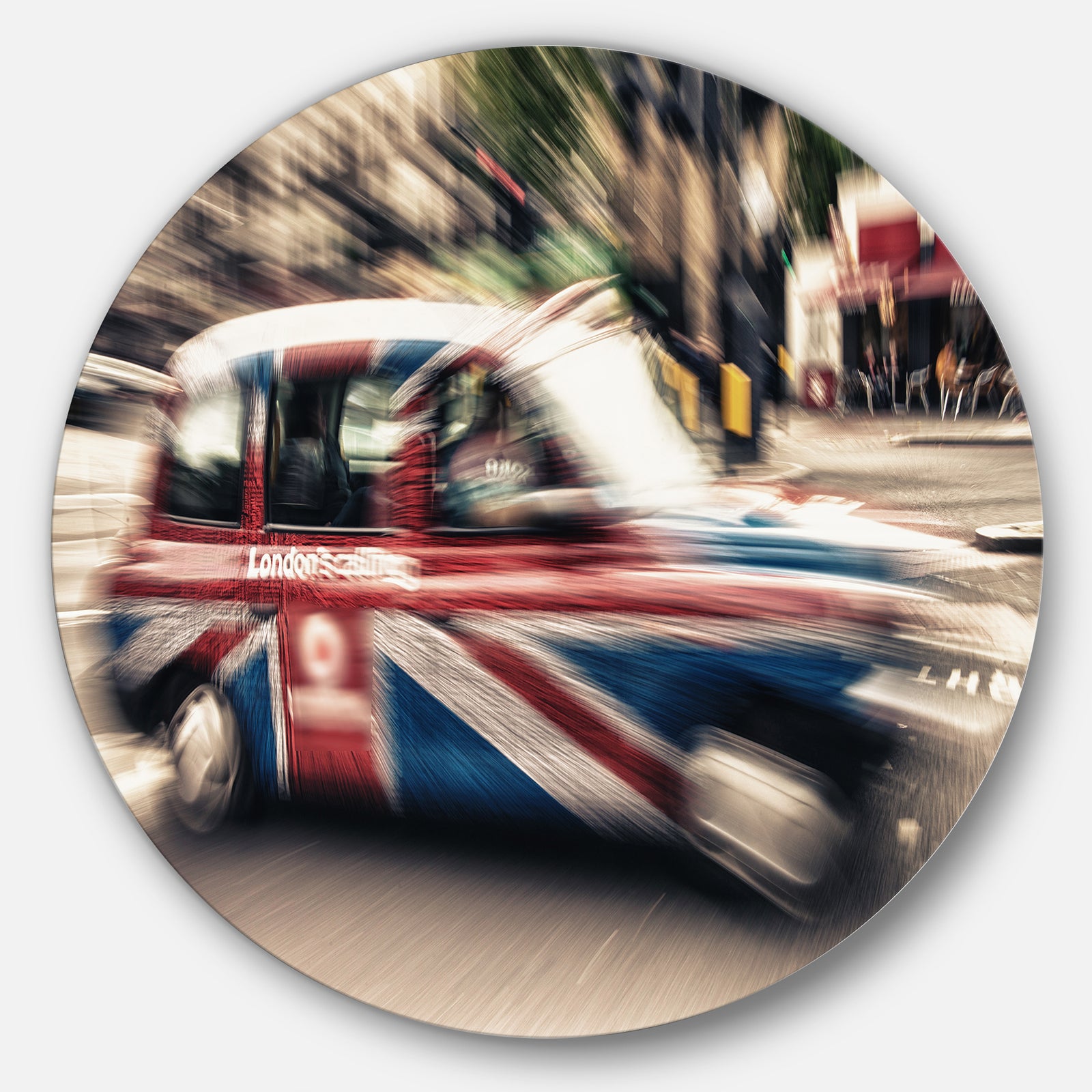 UK Cab in London - Cityscape Photography Round Wall Art