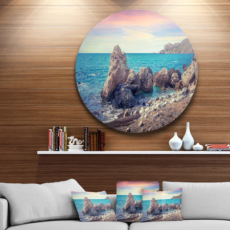 Sunrise in Spring Panorama - Seashore Disc Metal Wall Art