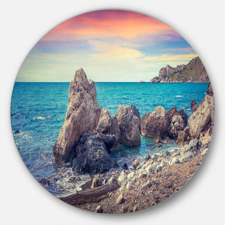 Sunrise in Spring Panorama - Seashore Disc Metal Wall Art