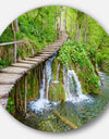 Cascades in Plitvice Lakes - Landscape Photography Round Metal Wall Art