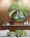 Cascades in Plitvice Lakes - Landscape Photography Round Metal Wall Art