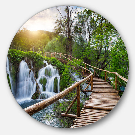 Pathway in Plitvice Lakes - Landscape Photography Large Disc Metal Wall art