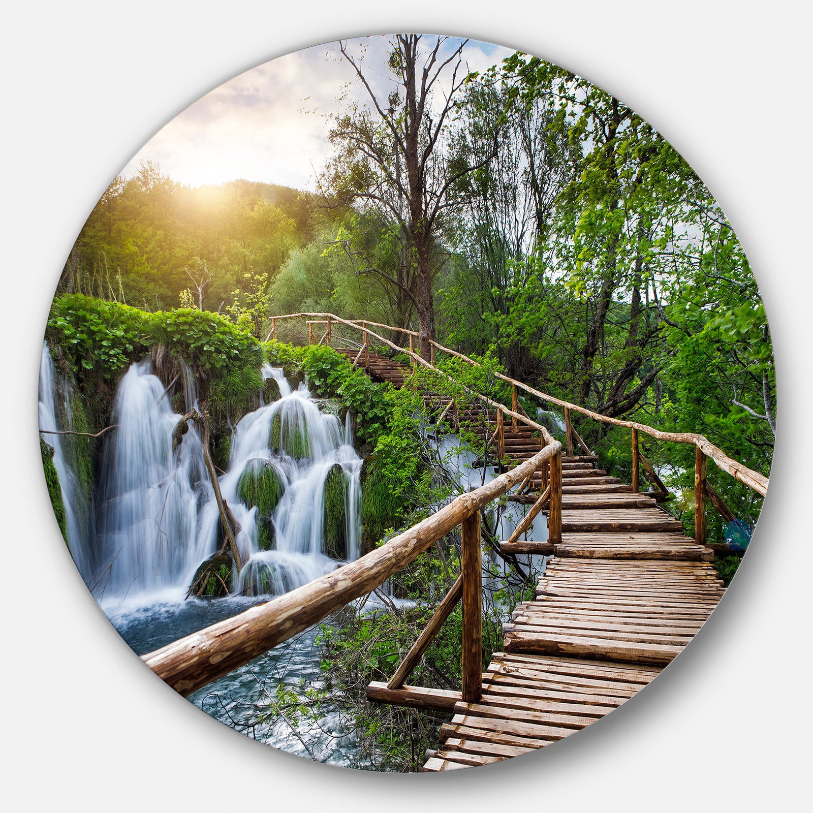 Pathway in Plitvice Lakes - Landscape Photography Large Disc Metal Wall art