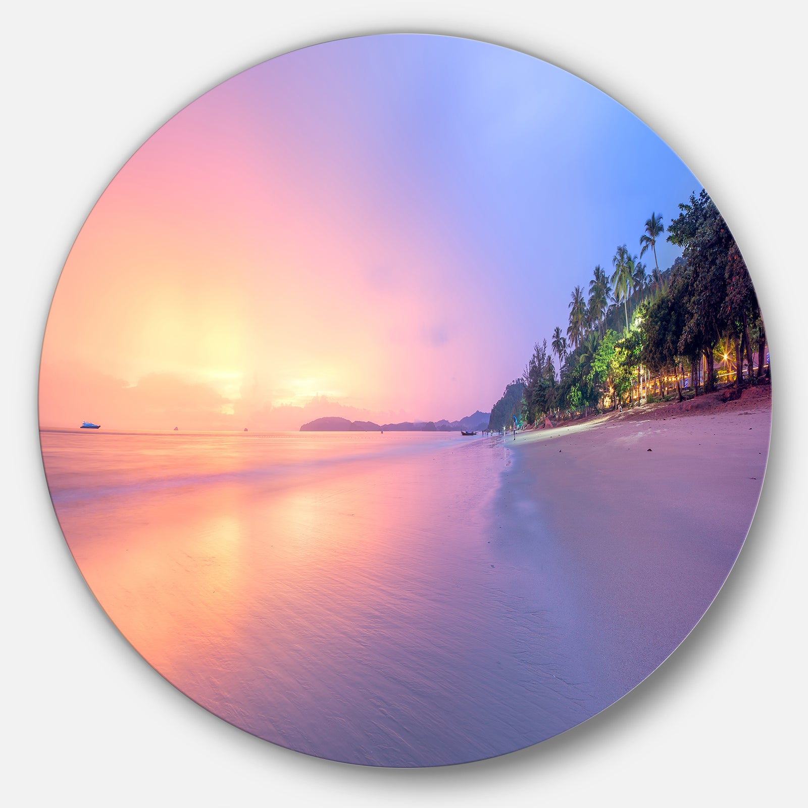Beach with Colorful Sky - Beach and Shore Photo Disc Metal Artwork