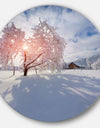 Winter in Carpathian Village - Landscape Photo Disc Metal Artwork