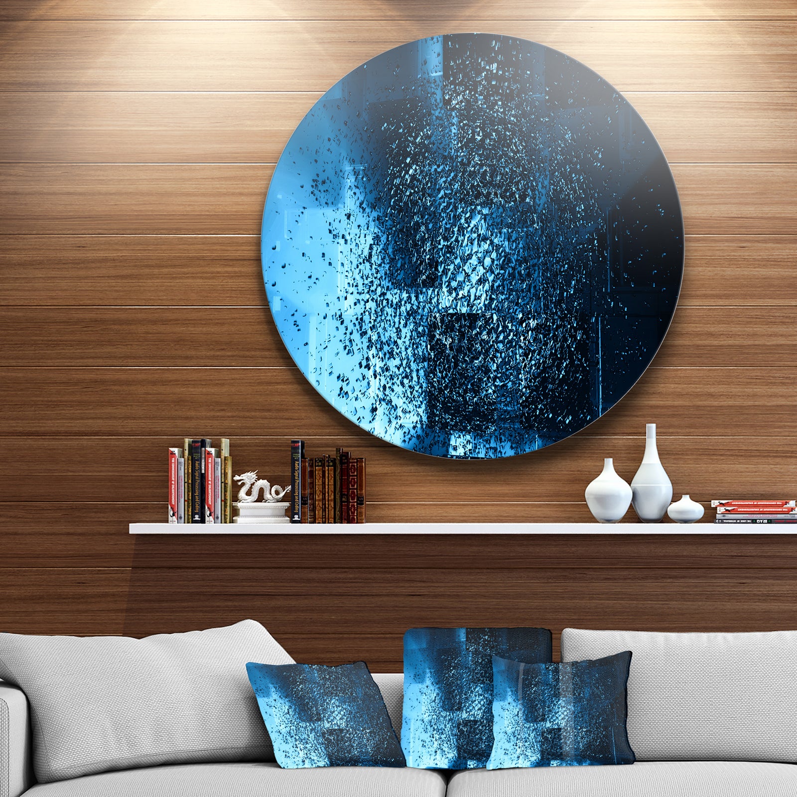 Fractal 3D Blue Paint Splash - Abstract Art Circle Wall Art
