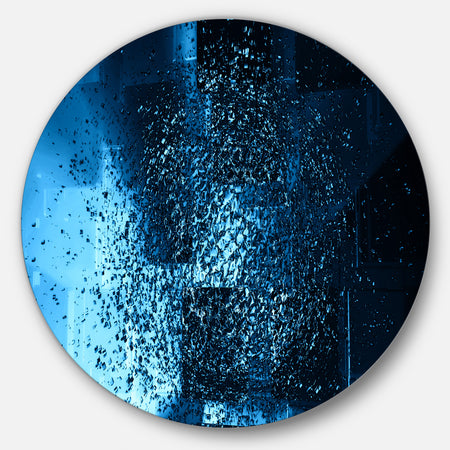Fractal 3D Blue Paint Splash - Abstract Art Circle Wall Art
