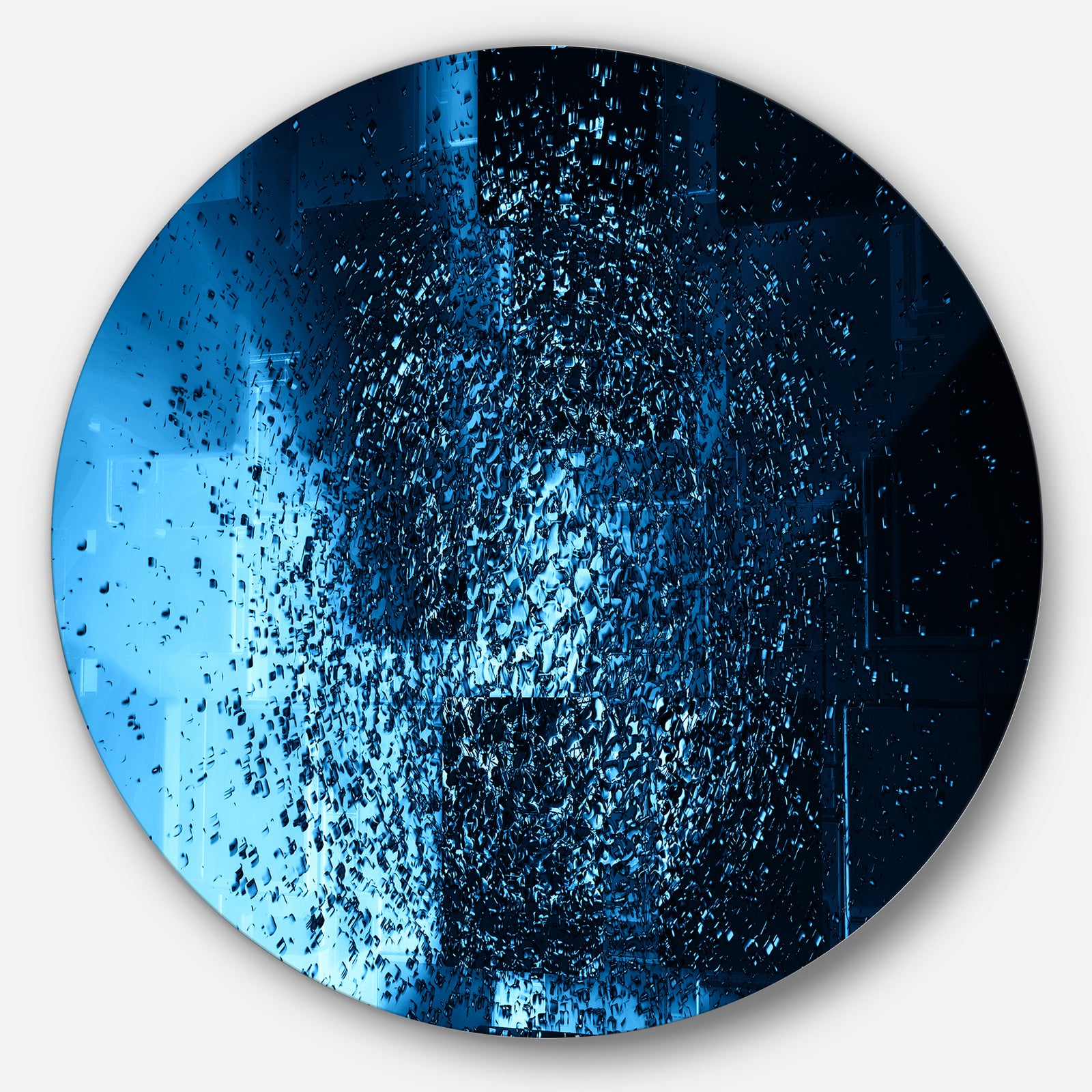 Fractal 3D Blue Paint Splash - Abstract Art Circle Wall Art