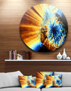 Fractal 3D Blue Brown Burst - Abstract Art Disc Metal Wall Art