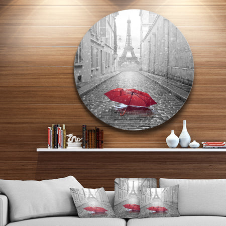 Eiffel View from Paris Street - Cityscape Photo Large Circle Metal Wall art