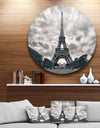 Eiffel Tower Under Dramatic Sky - Skyscape Photo Large Disc Metal Wall art