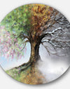 Tree with Four Seasons - Tree Painting Large Circle Metal Wall art