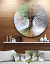 Tree with Four Seasons - Tree Painting Large Circle Metal Wall art