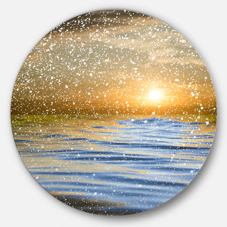 Clouds with Reflection in Water - Seashore Photo Large Disc Metal Wall art