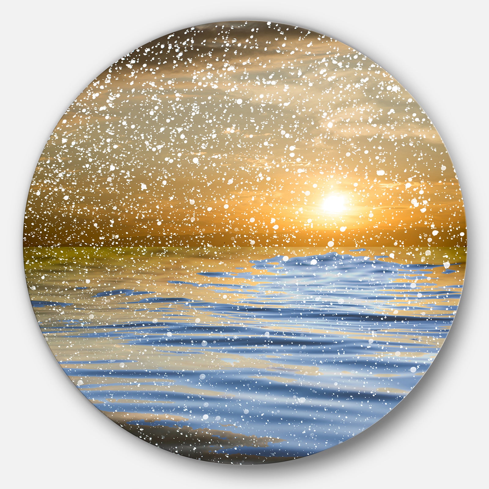 Clouds with Reflection in Water - Seashore Photo Large Disc Metal Wall art