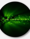 Blurred Bright Green Lights - Landscape Photo Round Wall Art