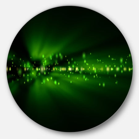 Blurred Bright Green Lights - Landscape Photo Round Wall Art