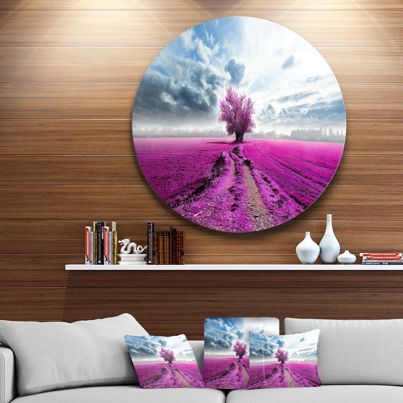 Surreal Floral World - Landscape Photography Round Wall Art