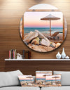 Framed Beach Seating - Seashore Art Round Metal Wall Art