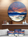 Fiery Clouds and Lit-up Villages - Landscape Photo Round Wall Art