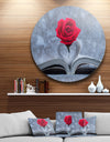 Red Rose Inside the Book - Floral Art Large Disc Metal Wall art