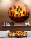 Coconut Palms Against Yellow Sky - Landscape Photo Disc Metal Wall Art