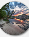 Sunset at River with Rock - Landscape Photo Disc Metal Wall Art