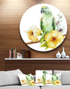 Parrot with Flowers Watercolor - Floral Painting Circle Wall Art