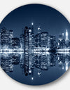 Manhattan Night Reflection - Cityscape Round Wall Art