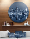 Manhattan Night Reflection - Cityscape Round Wall Art