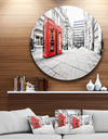 Phone Booths on Street - Cityscape Circle Wall Art