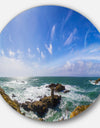 Distant Planet System from Cliffs - Seashore Large Disc Metal Wall art
