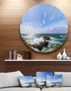 Distant Planet System from Cliffs - Seashore Large Disc Metal Wall art