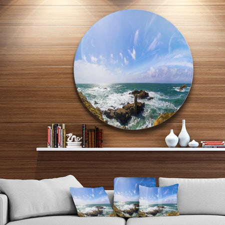 Distant Planet System from Cliffs - Seashore Large Disc Metal Wall art