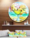 Gold Fish Enjoying Holidays on Beach - Cartoon Animal Disc Metal Wall Art