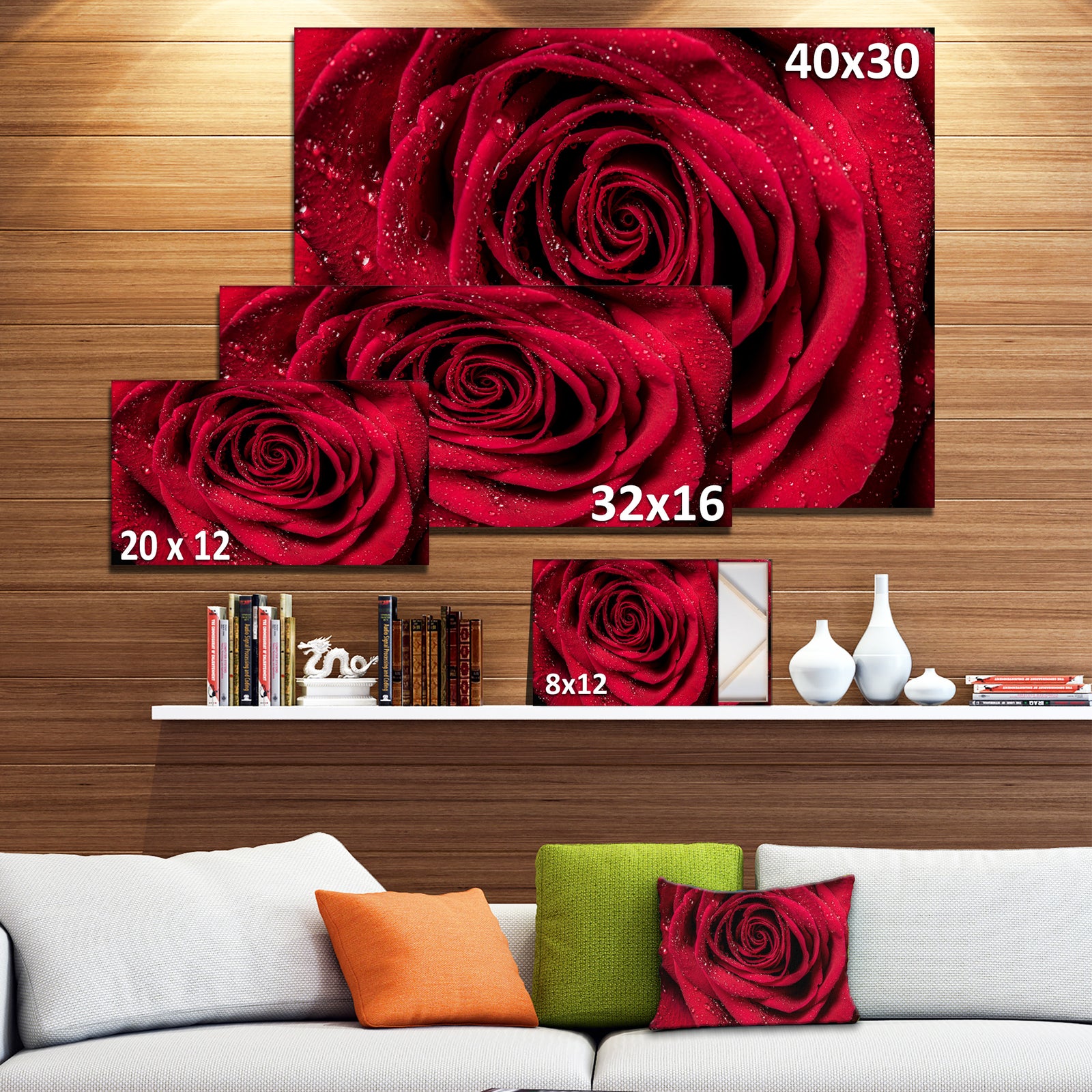 Red Rose Petals with Rain Droplets - Floral Canvas Art Print