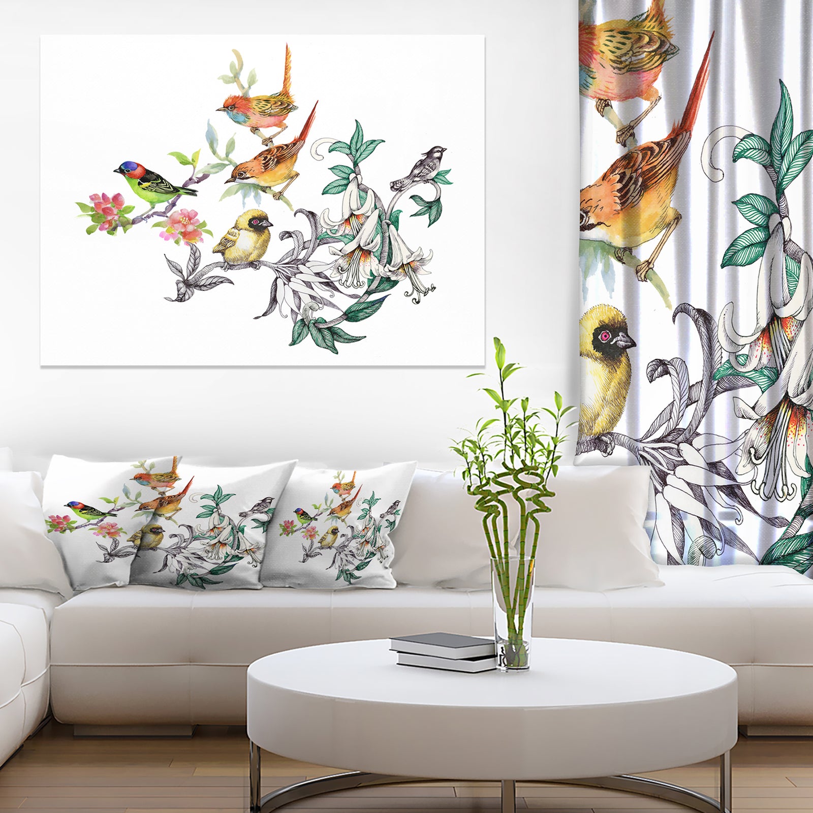 Tropical Flowers and Birds - Birds Canvas Art Print
