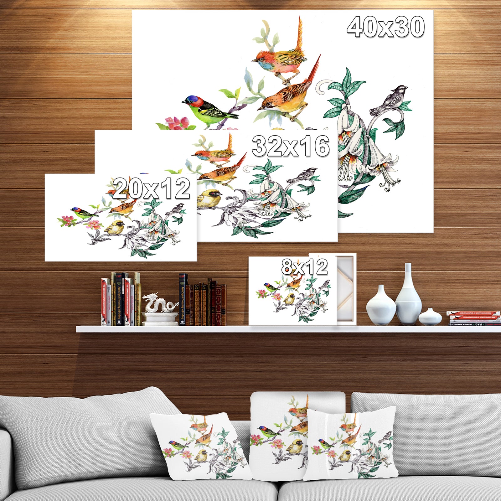 Tropical Flowers and Birds - Birds Canvas Art Print