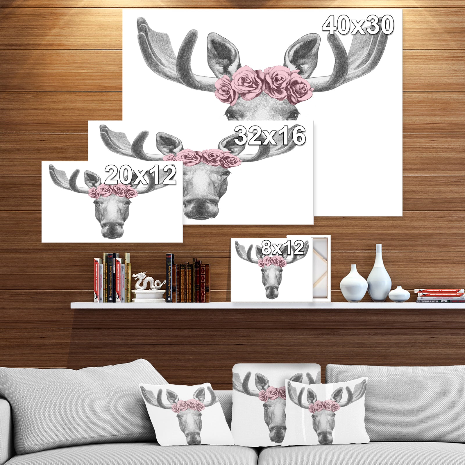 Silver Orchid Moose with Floral Head Wreath